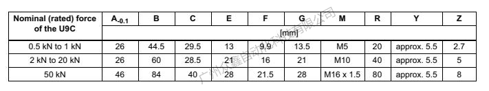德國HBM U9C/500N力傳感器產(chǎn)品尺寸2