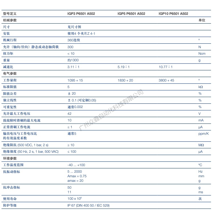 IGP-10-P-6501-A502角度傳感器 德國novotechnik角度傳感器技術(shù)參數(shù)